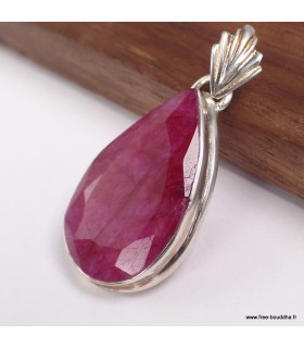 Pendentif Rubis indien goutte facetté – Argent 925 certifié