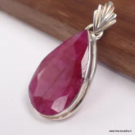 Pendentif Rubis indien facetté forme goutte - Pendentifs pierres naturelles