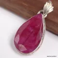 Pendentif Rubis indien facetté forme goutte - Pendentifs pierres naturelles