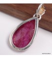 Pendentif Rubis indien goutte facetté – Argent 925 certifié