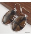 Boucles d’oreilles Chiastolite d’Espagne ovales en argent 925
