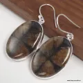 Boucles d'oreilles Chiastolite Andalousite ovales - Bijoux en Chiastolite