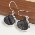 Boucles d'oreilles Tourmaline noire brute triangulaires - Boucles d'oreilles en pierres naturelles