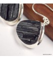 Boucles d’oreilles Tourmaline noire brute triangulaires argent 925