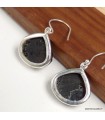Boucles d’oreilles Tourmaline noire brute triangulaires argent 925