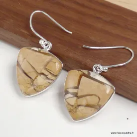 Petites Boucles d'oreilles Jaspe Brecchia triangulaires - Bijoux en Jaspe