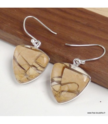 Boucles d’oreilles Jaspe Brecchia triangulaires 925