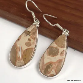 Boucles d'oreilles goutte Jaspe Oeil d'oiseau mexicain - Bijoux en Jaspe