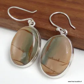 Boucles d'oreilles ovales Jaspe Picasso Cherry Creek - Bijoux en Jaspe