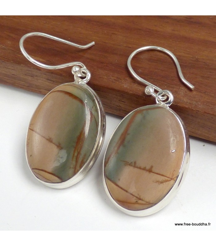 Boucles d’oreilles Jaspe Picasso ovales Cherry Creek 925