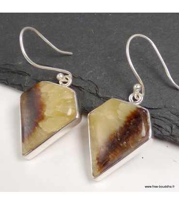 Boucles d’oreilles Septaria de Madagascar losange argent 925