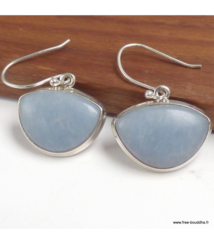Boucles d’oreilles angélite bleue en argent 925 certifié