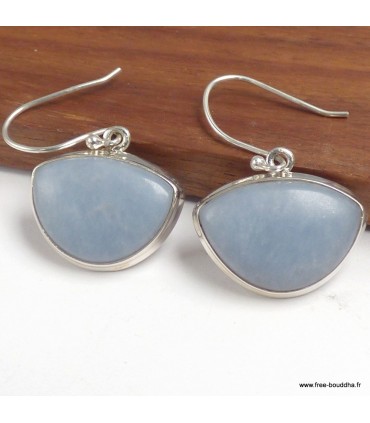 Boucles d’oreilles angélite bleue en argent 925 certifié