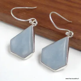 Boucles d'oreilles Angelite bleue anhydrite losange - Bijoux en Angélite