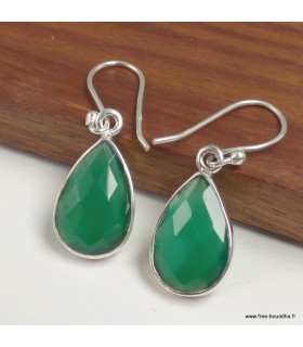 Boucles d’oreilles goutte Onyx vert du Brésil en argent 925