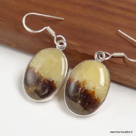 Boucles d'oreilles Septaria jaune foncé - Bijoux en Septaria