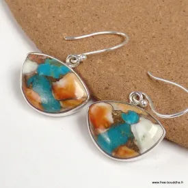 Boucles d'oreilles Turquoise d'Arizona et huître - Bijoux en Turquoise Spiny Oyster