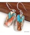 Boucles d’oreilles Turquoise Spiny Oyster rectangle argent 925