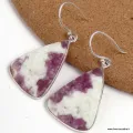 Boucles d'oreilles Tourmaline rose sur Quartz forme goutte - Bijoux en Tourmaline Rose