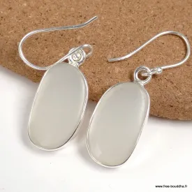 Boucles d'oreilles pierre de lune du Sri Lanka forme libre - Bijoux en Pierre de Lune du Sri Lanka