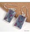 Boucles d’oreilles Rubis sur Cyanite rectangulaires certifiées
