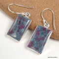 Boucles d'oreilles en Rubis sur Cyanite rectangulaires - Bijoux en Rubis sur Cyanite