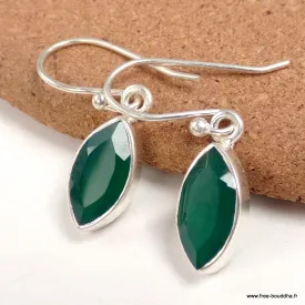 Boucles d'oreilles marquise Onyx vert facetté - Boucles d'oreilles en pierres naturelles