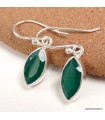 Boucles d’oreilles Onyx vert marquise en argent 925