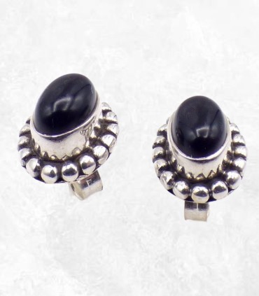 Boucles Onyx noir ovales en argent 925