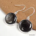 Boucles d'oreilles Hypersthène rondes - Boucles d'oreilles en pierres naturelles