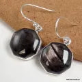 Boucles d'oreilles Hypersthène hexagonales - Boucles d'oreilles en pierres naturelles