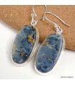 Boucles d’oreilles Pietersite bleue ovales AAA argent 925