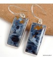 Boucles Pietersite bleue fauve véritable rectangulaires argent 925