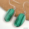 Boucles d'oreilles argent Malachite forme libre - Boucles d'oreilles en pierres naturelles