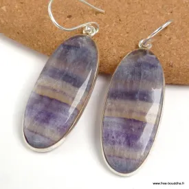 Boucles d'oreilles longues Fluorite arc-en-ciel - Boucles d'oreilles en pierres naturelles