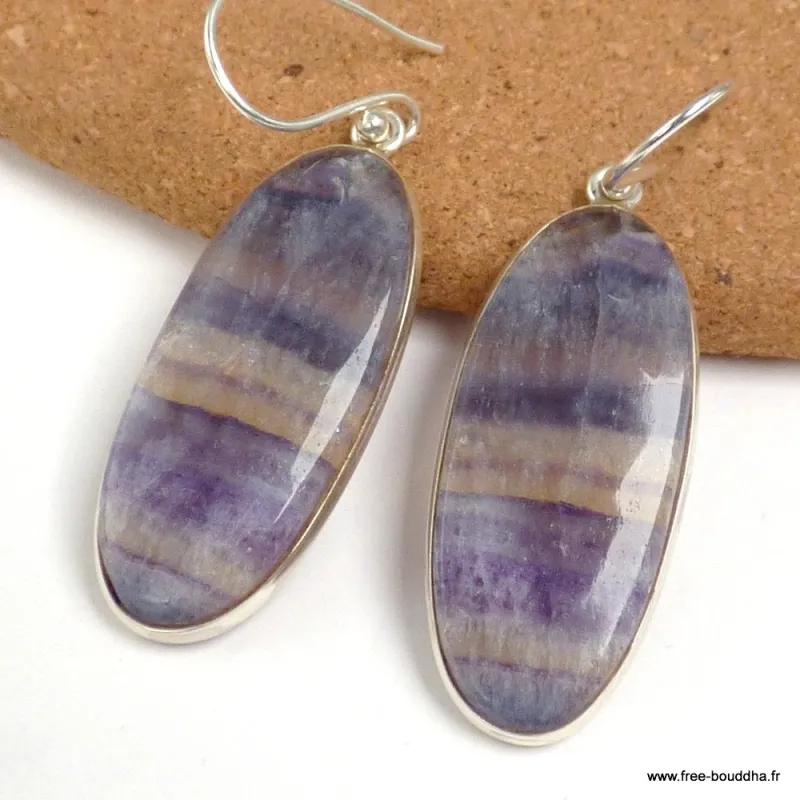 Boucles d'oreilles longues Fluorite arc-en-ciel - Boucles d'oreilles en pierres naturelles