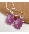 Boucles d’oreilles véritables Saphir rose non traité argent 925