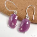 Boucles d'oreilles asymétriques Saphir rose facetté - Bijoux en Saphir Rose