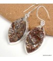 Boucles Astrophyllite authentique forme marquise en argent 925