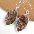 Boucles d'oreilles Astrophyllite brute forme marquise - Boucles d'oreilles en pierres naturelles