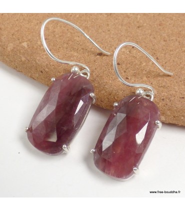 Boucles Saphir mixte véritable facetté africain argent 925