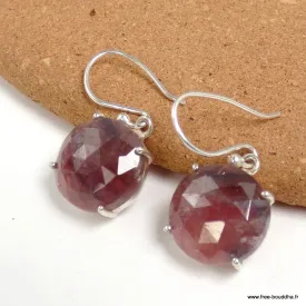 Boucles d'oreilles Saphir mixte africain forme ronde - Boucles d'oreilles en pierres naturelles