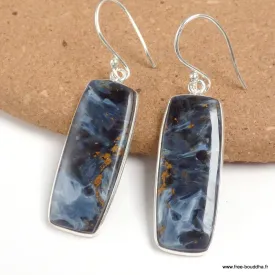Boucles d'oreilles pendantes Pietersite bleue qualité AAA - Boucles d'oreilles en pierres naturelles