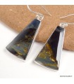Pietersite bleue naturelle triangle boucles argent 925