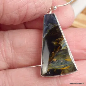 Boucles d'oreilles Pietersite bleue triangulaires - Boucles d'oreilles en pierres naturelles