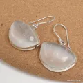Boucle d'oreilles semi-rondes en Sélénite - Boucles d'oreilles en pierres naturelles