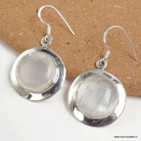 Boucle d'oreilles rondes en Sélénite - Boucles d'oreilles en pierres naturelles