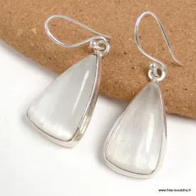 Boucle d'oreilles Sélénite forme libre - Boucles d'oreilles en pierres naturelles