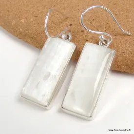 Boucle d'oreilles rectangulaires en Sélénite - Boucles d'oreilles en pierres naturelles