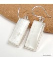 Boucles d’oreilles Sélénite authentique argent 925 rectangulaires